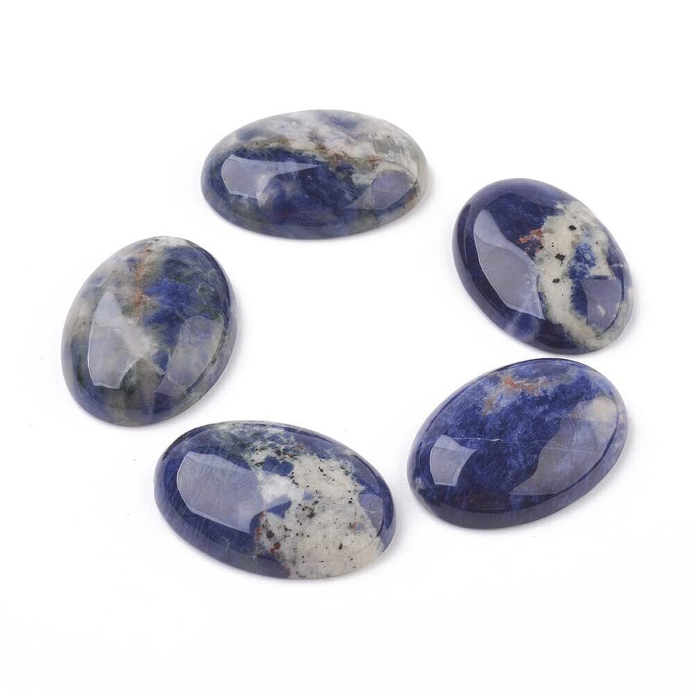 1074 50Pcs Natural Sodalite Oval Cabochons 18x13mm Flat Back Stone